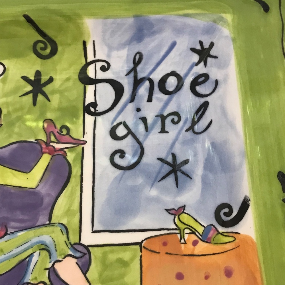Whimsical “Shoe Girl” Ceramic Plate Jennifer Brinley Certified International - Picture 4 of 14